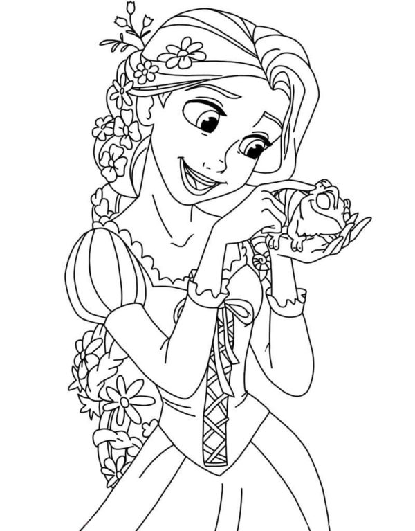 Rapunzel and Flynn Coloring Pages Free Printable 24