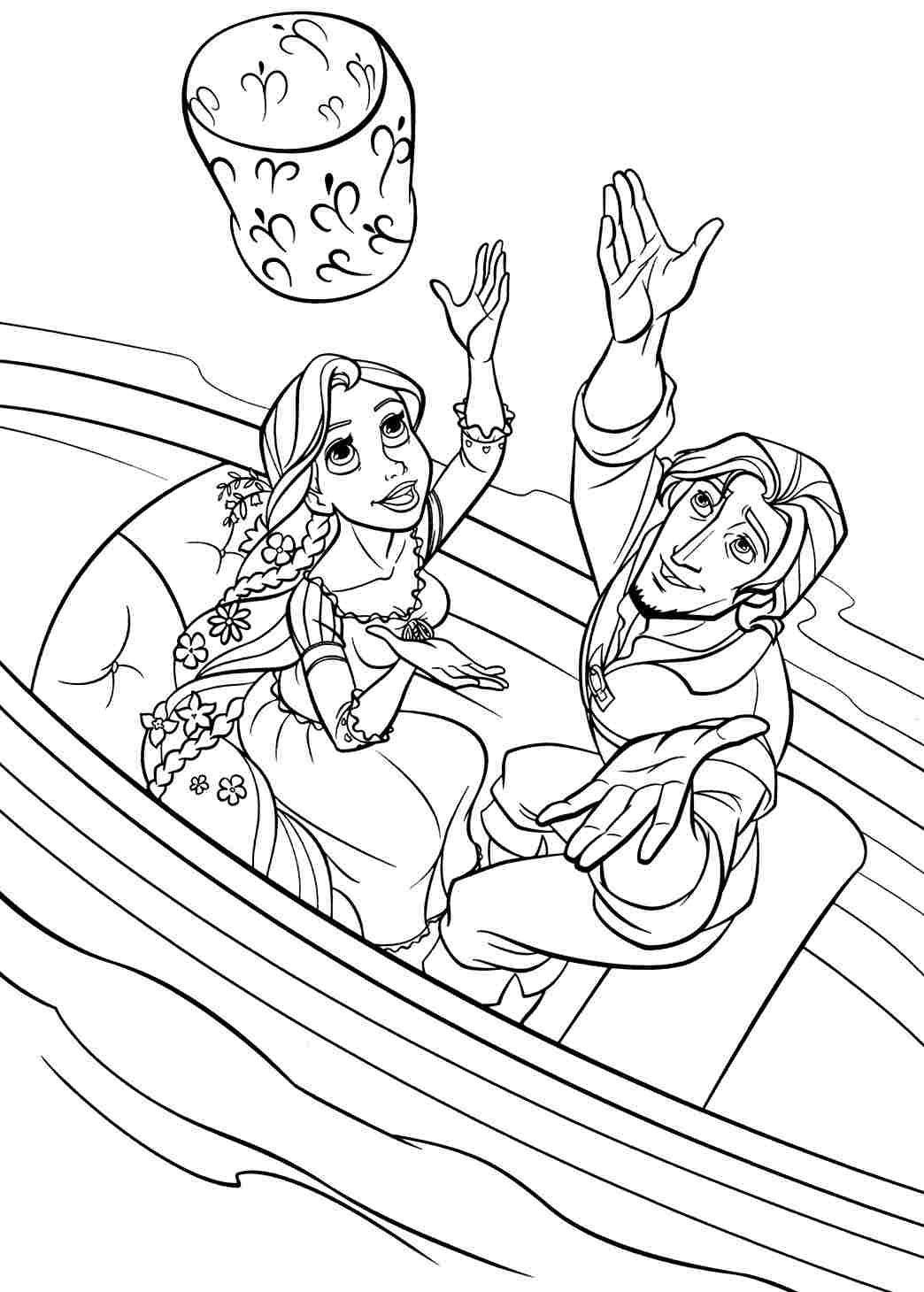 Rapunzel and Flynn Coloring Pages Free Printable 32