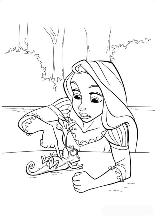 Rapunzel and Flynn Coloring Pages Free Printable 33