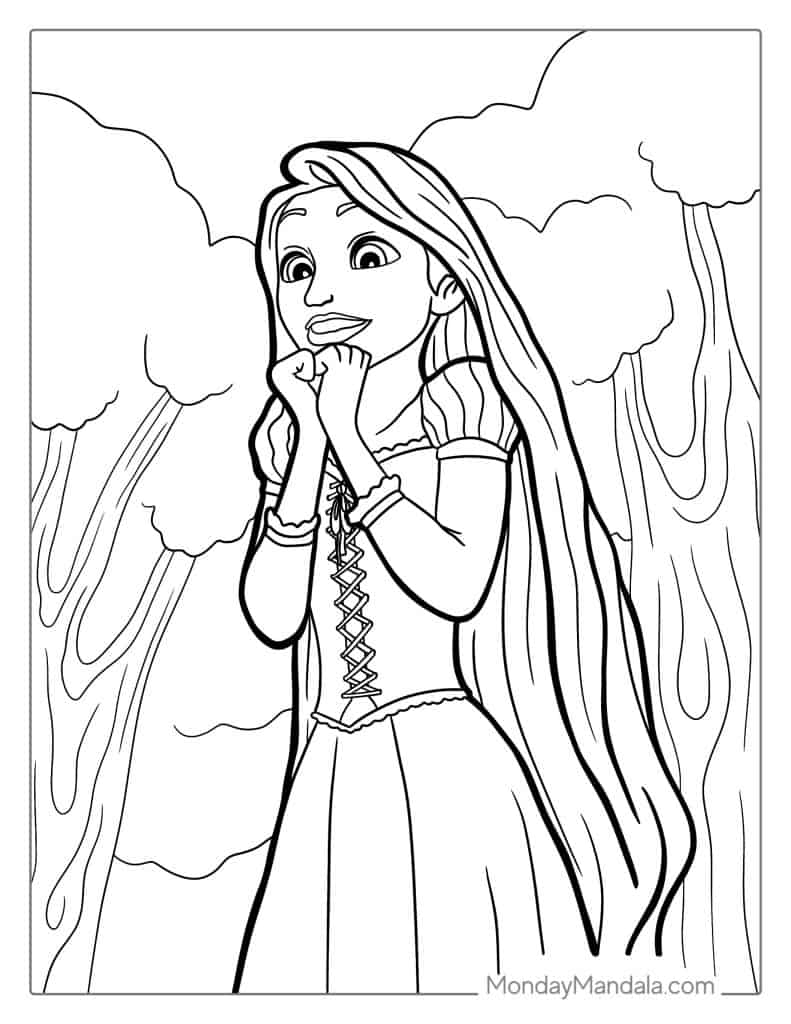 Rapunzel and Flynn Coloring Pages Free Printable 35