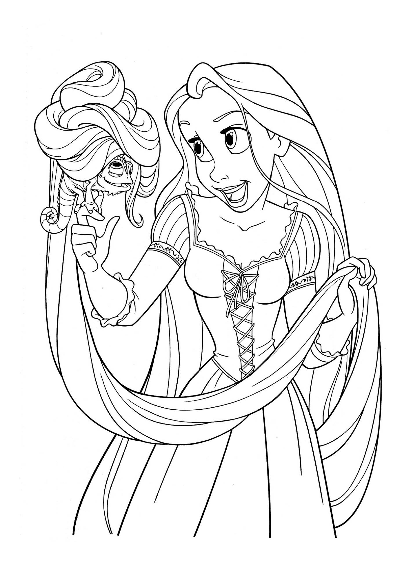 Rapunzel and Flynn Coloring Pages Free Printable 39