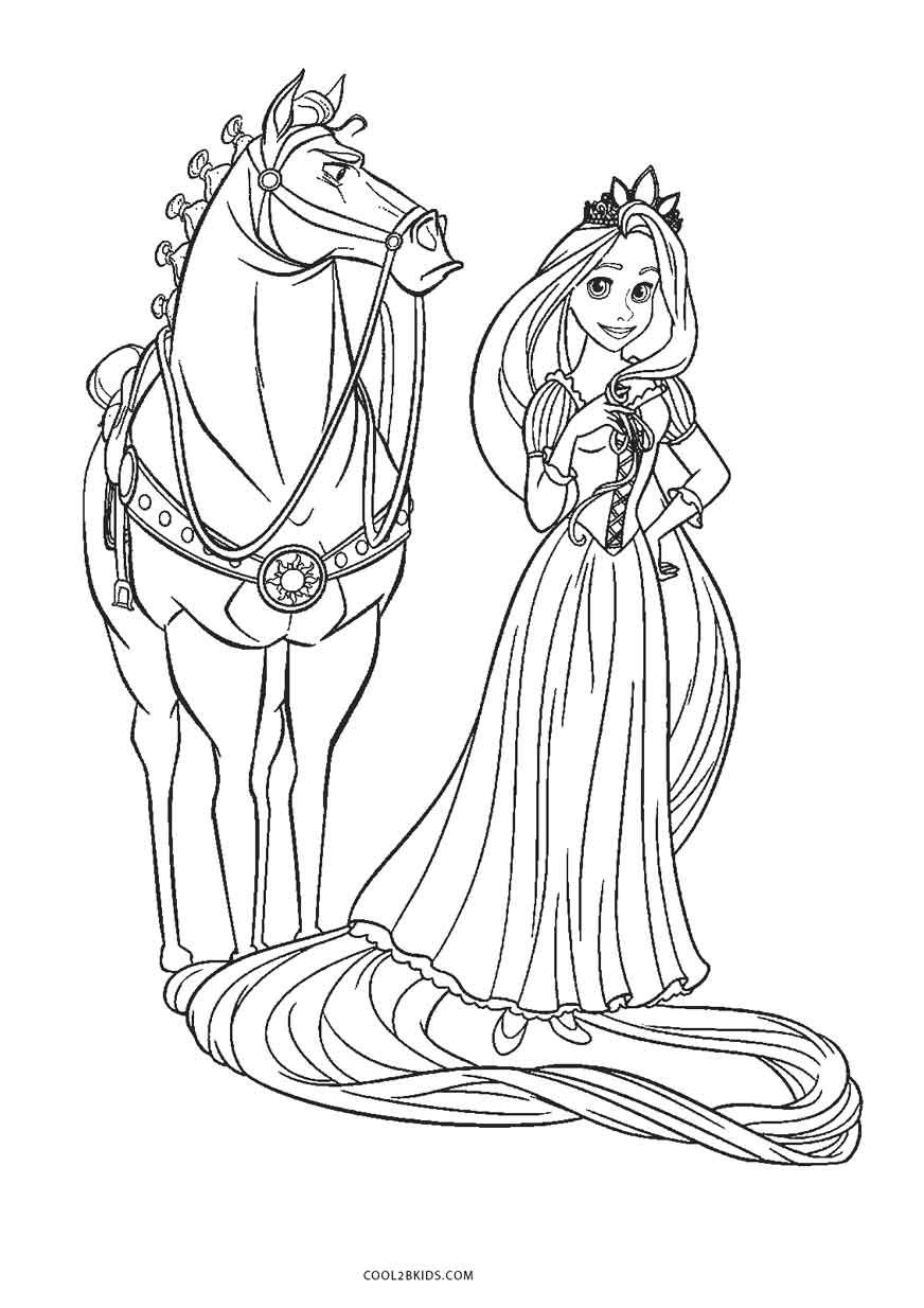 Rapunzel and Flynn Coloring Pages Free Printable 44