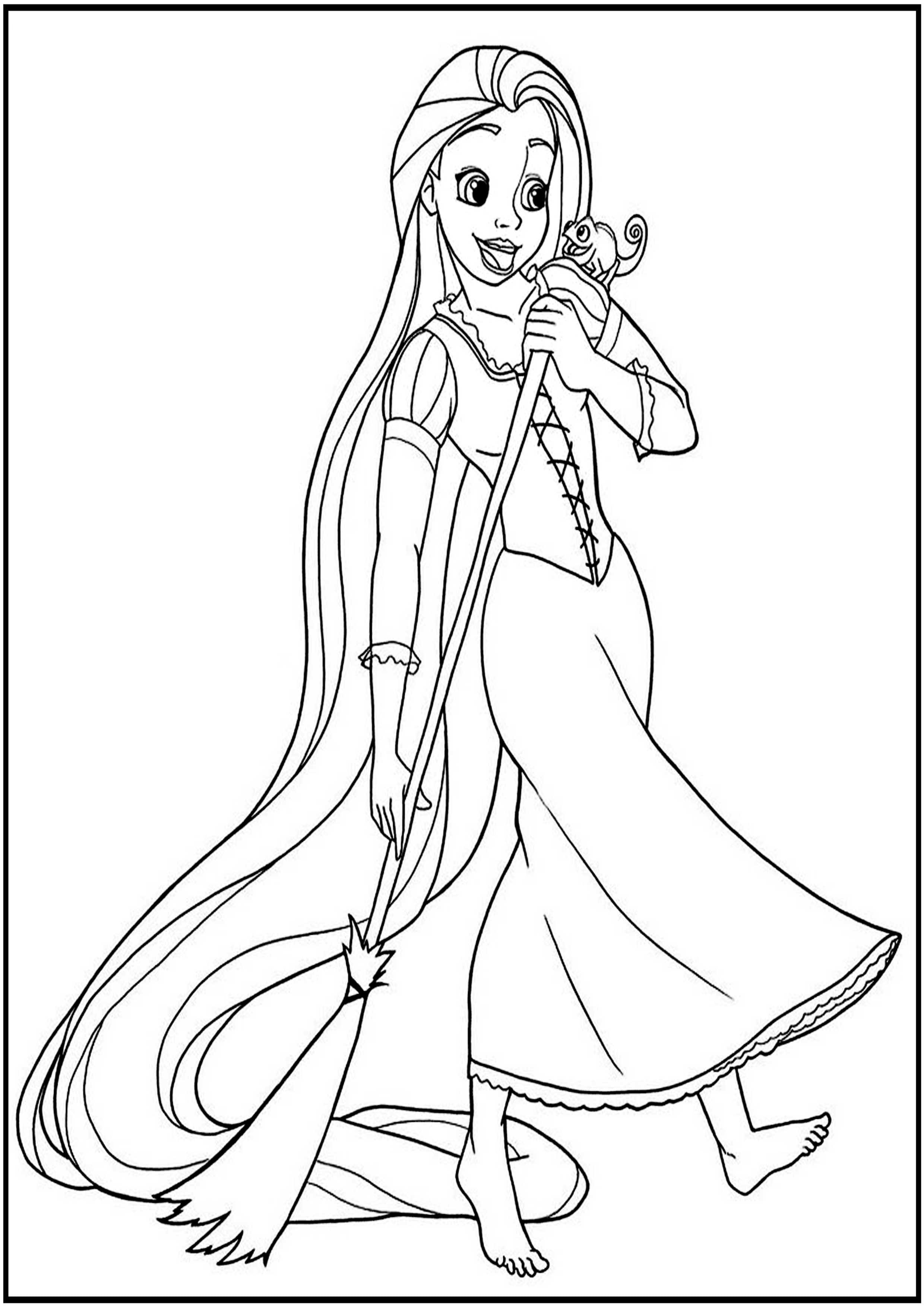 Rapunzel and Flynn Coloring Pages Free Printable 46