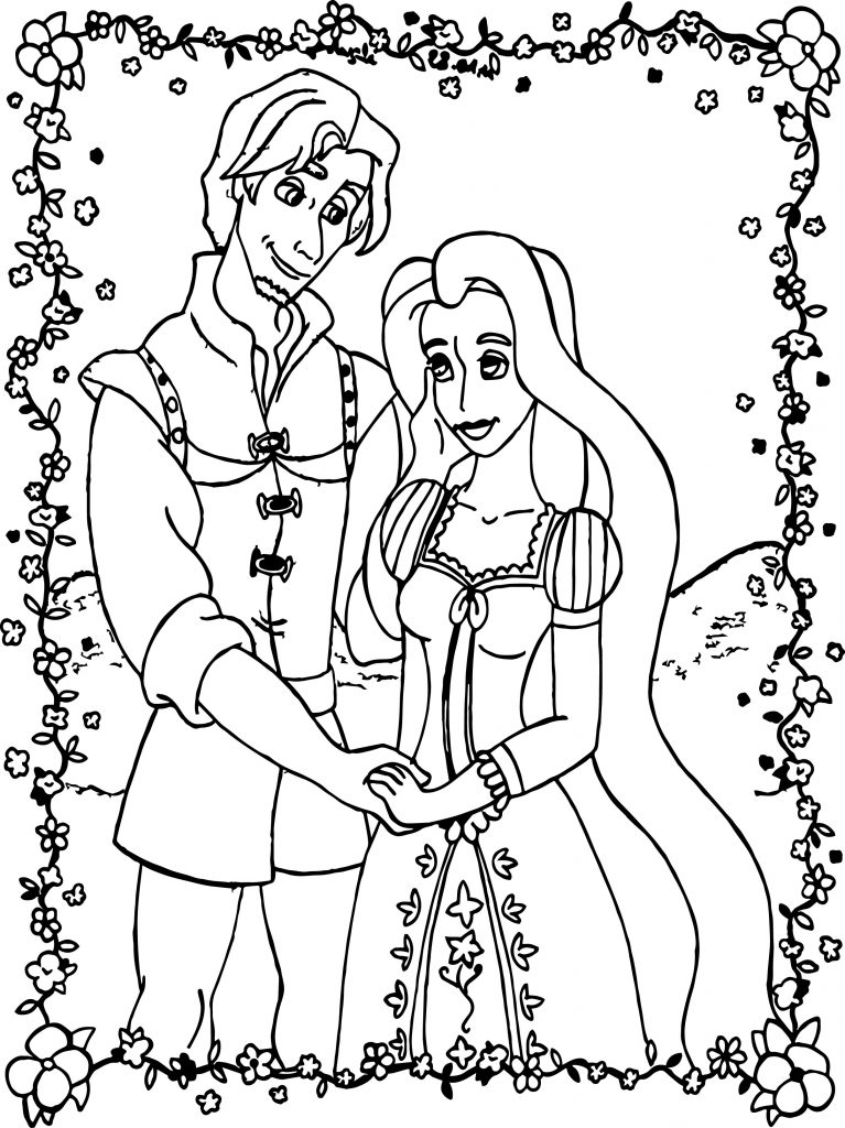 Rapunzel and Flynn Coloring Pages Free Printable 49