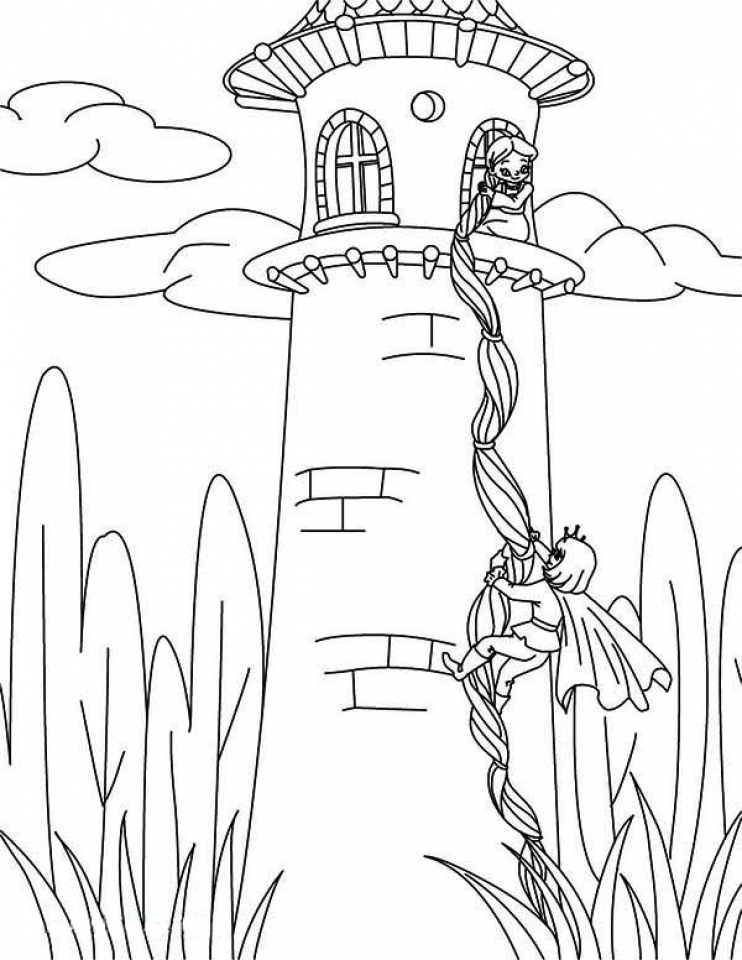 Rapunzel and Flynn Coloring Pages Free Printable 53