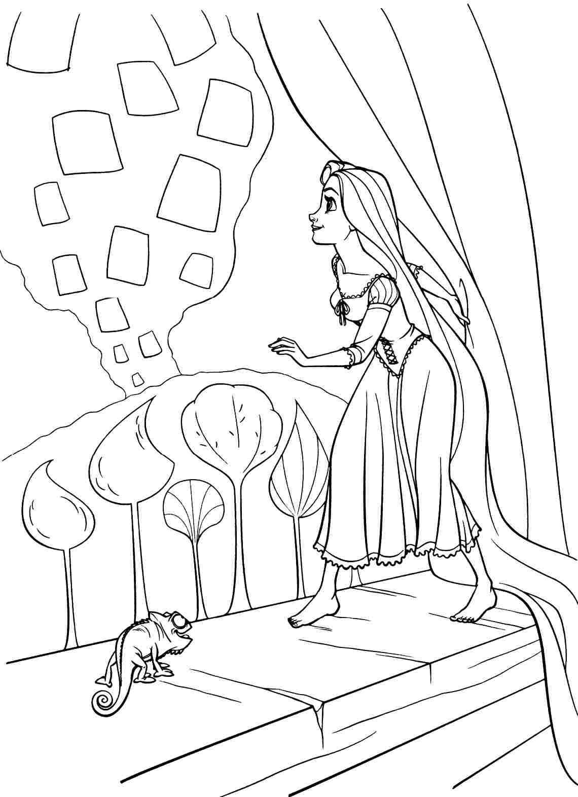 Rapunzel and Flynn Coloring Pages Free Printable 59