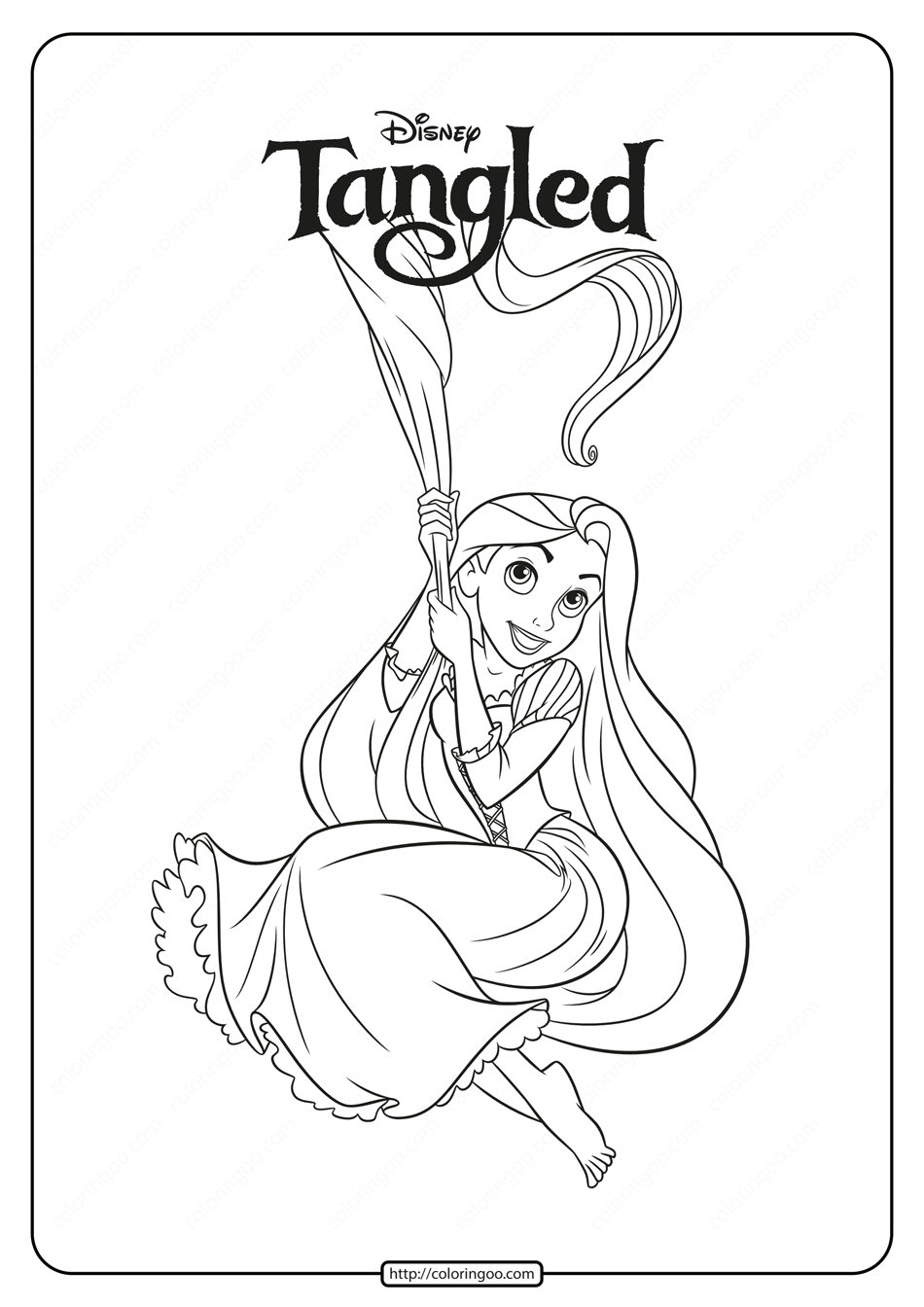 Rapunzel and Flynn Coloring Pages Free Printable 61