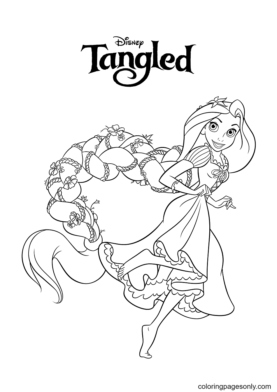 Rapunzel and Flynn Coloring Pages Free Printable 66