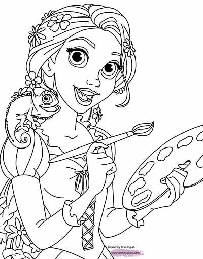 Rapunzel and Flynn Coloring Pages Free Printable 72