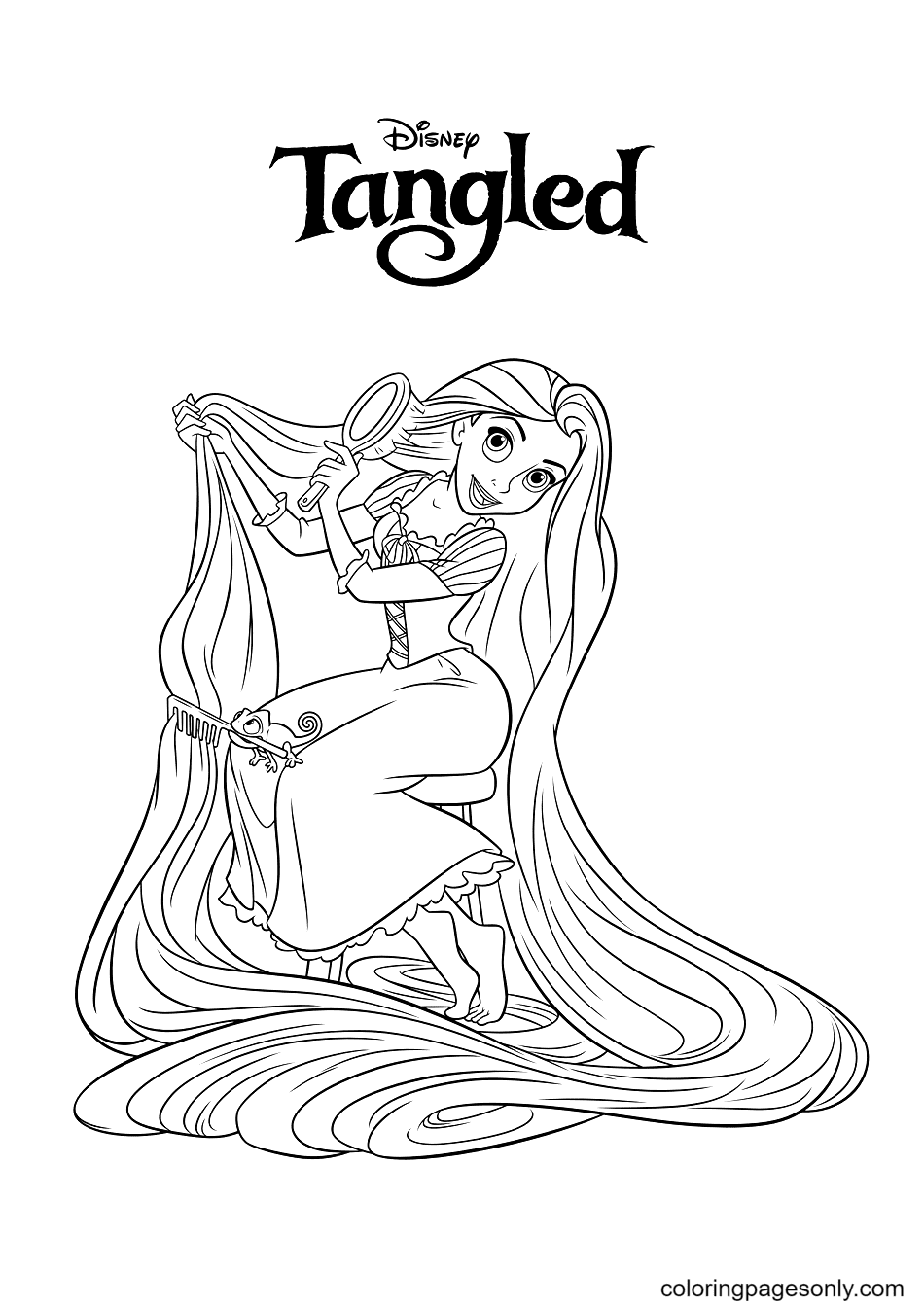 Rapunzel and Flynn Coloring Pages Free Printable 82