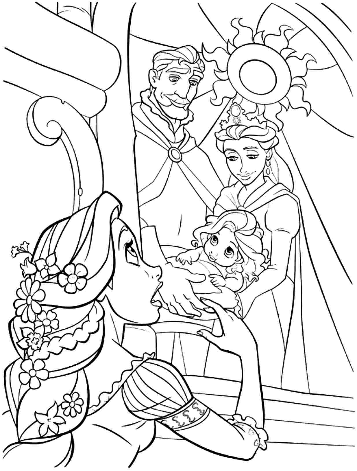 Rapunzel and Flynn Coloring Pages Free Printable 9