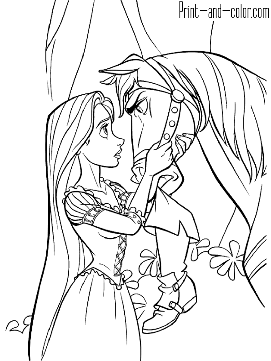 Rapunzel and Flynn Coloring Pages Free Printable 91