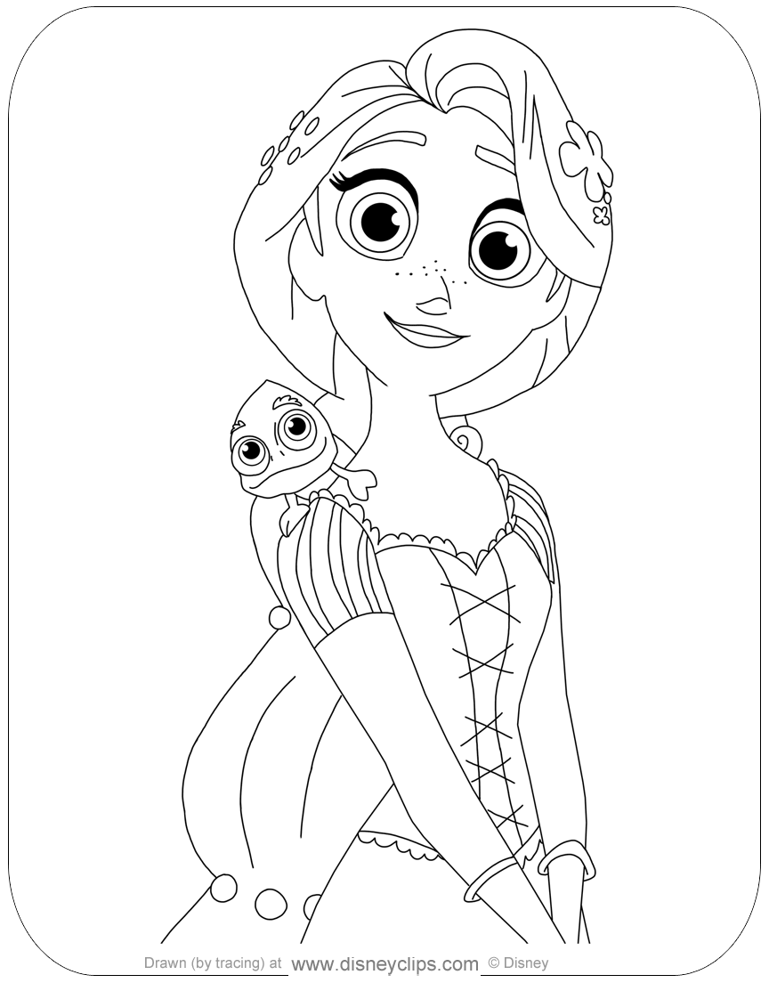 Rapunzel and Flynn Coloring Pages Free Printable 93