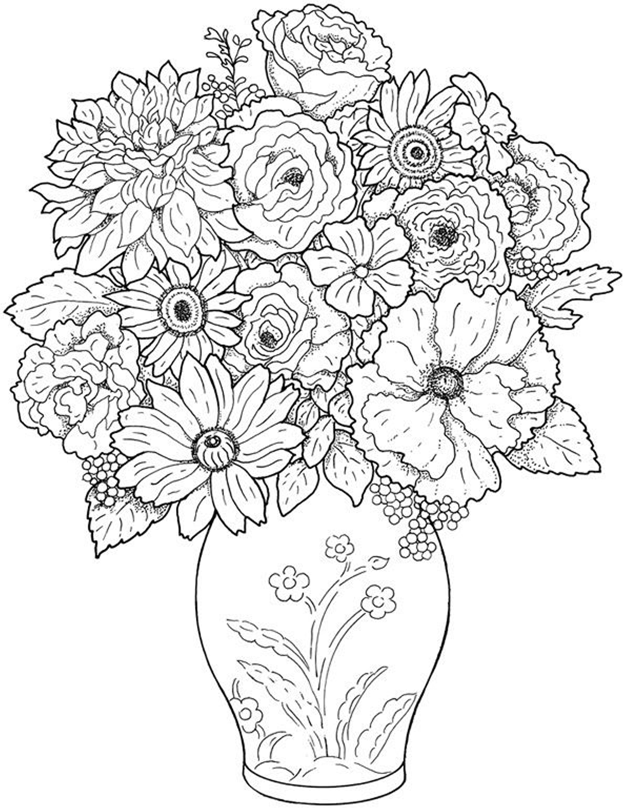 Simple Flower Coloring Pages Free Printable 1