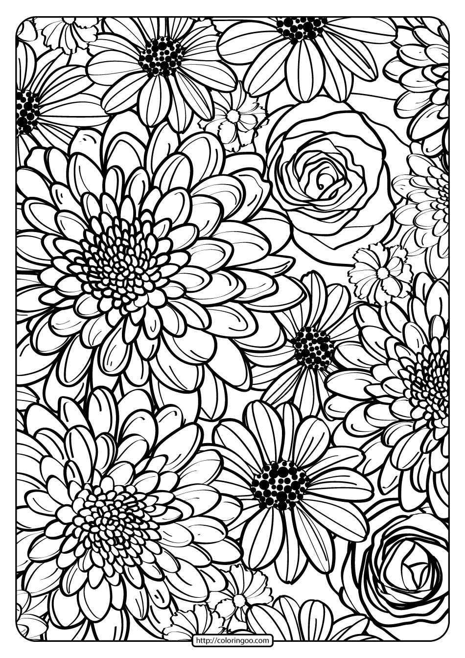 Simple Flower Coloring Pages Free Printable 110