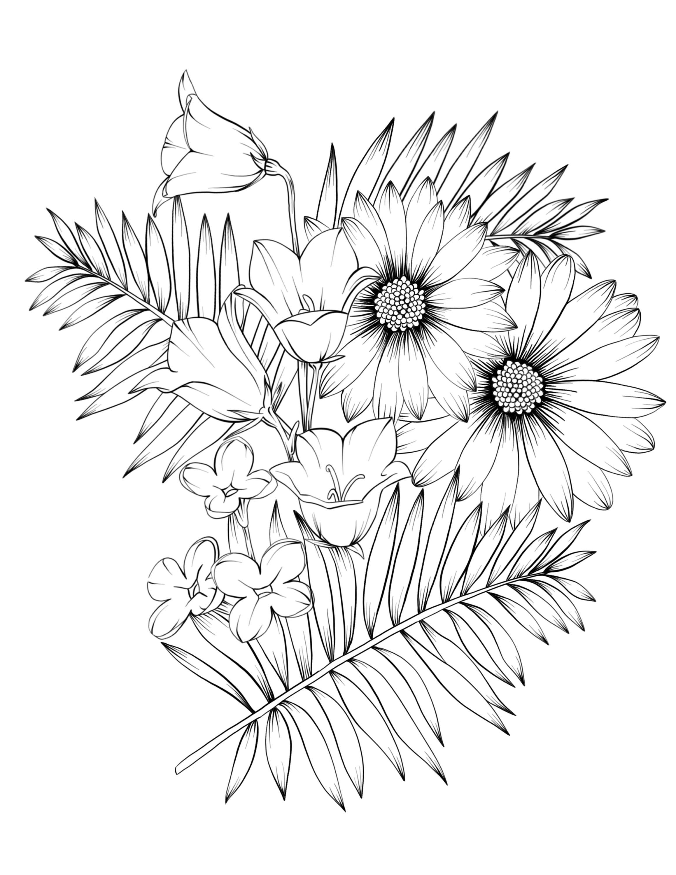 Simple Flower Coloring Pages Free Printable 111