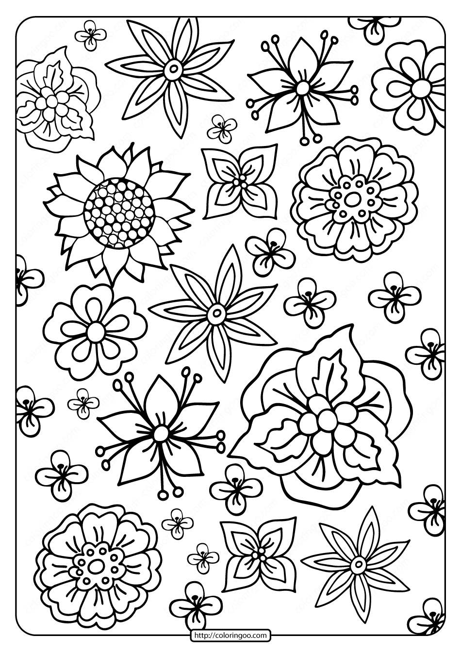 Simple Flower Coloring Pages Free Printable 112