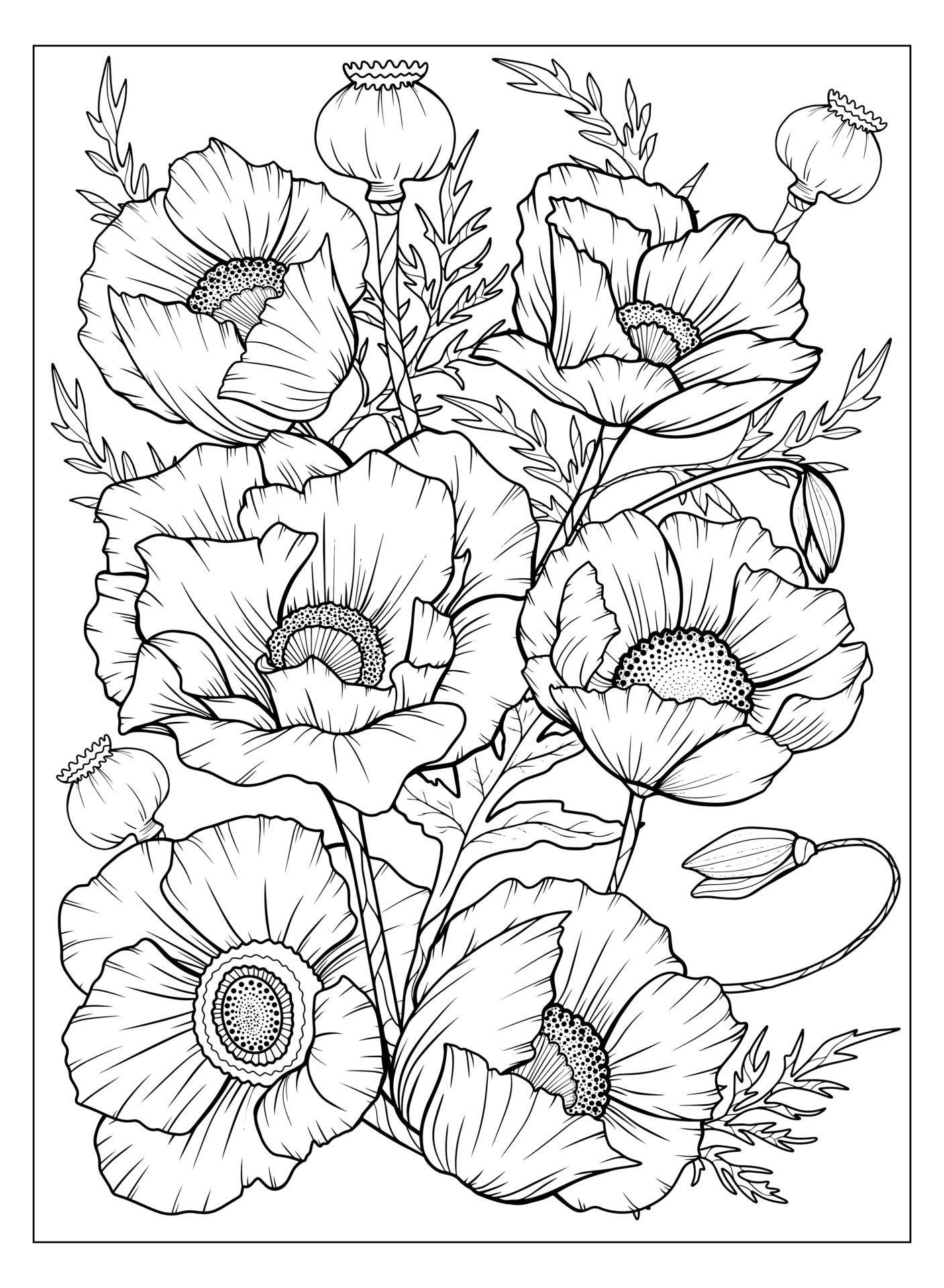 Simple Flower Coloring Pages Free Printable 150