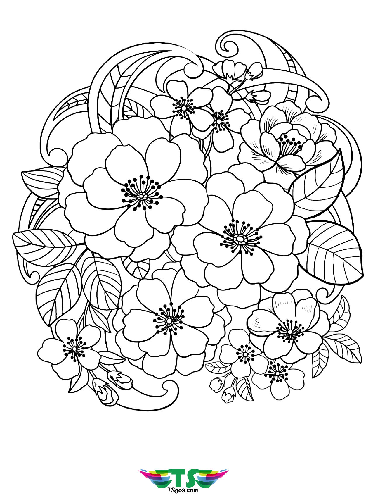 Simple Flower Coloring Pages Free Printable 165