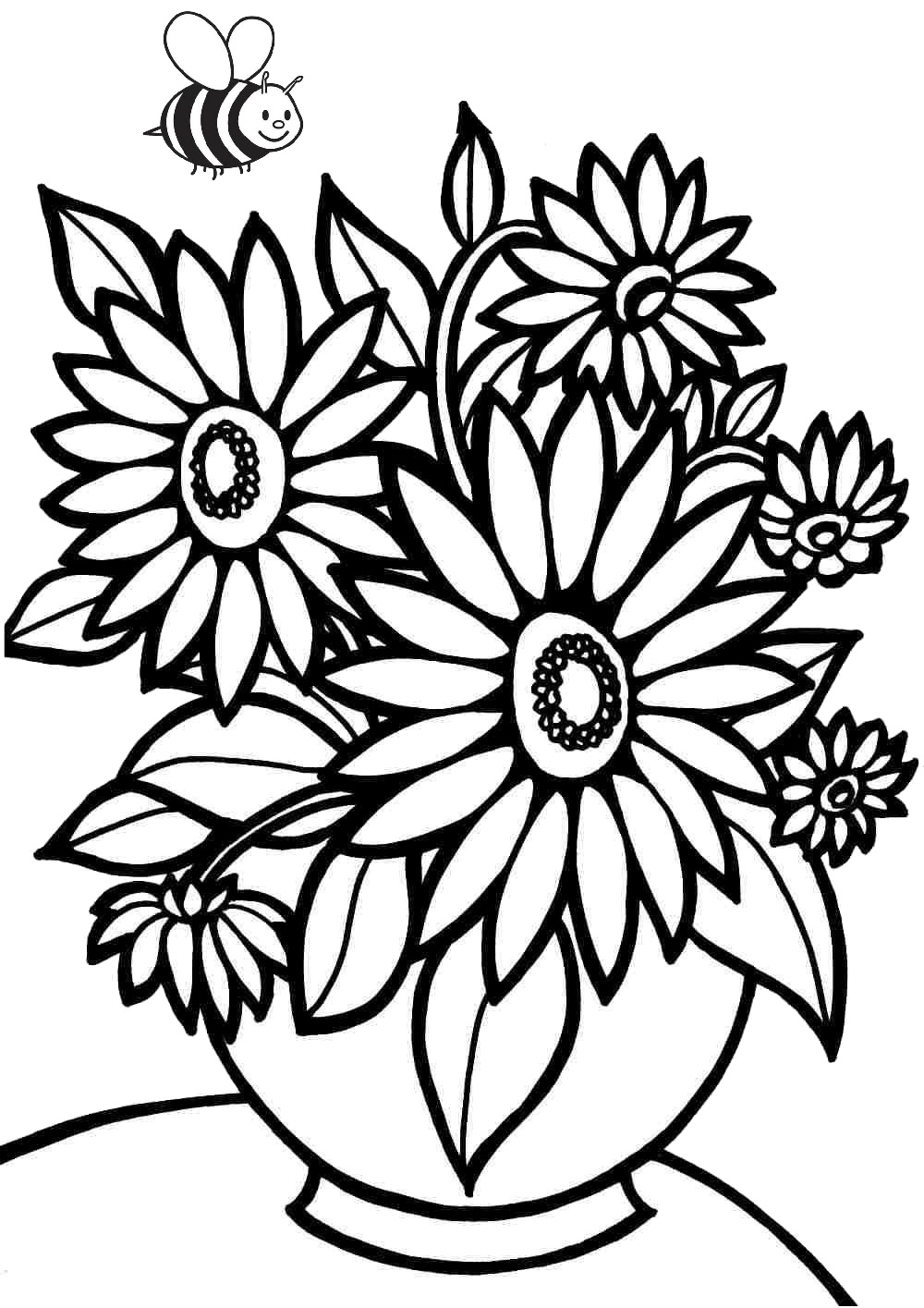 Simple Flower Coloring Pages Free Printable 2