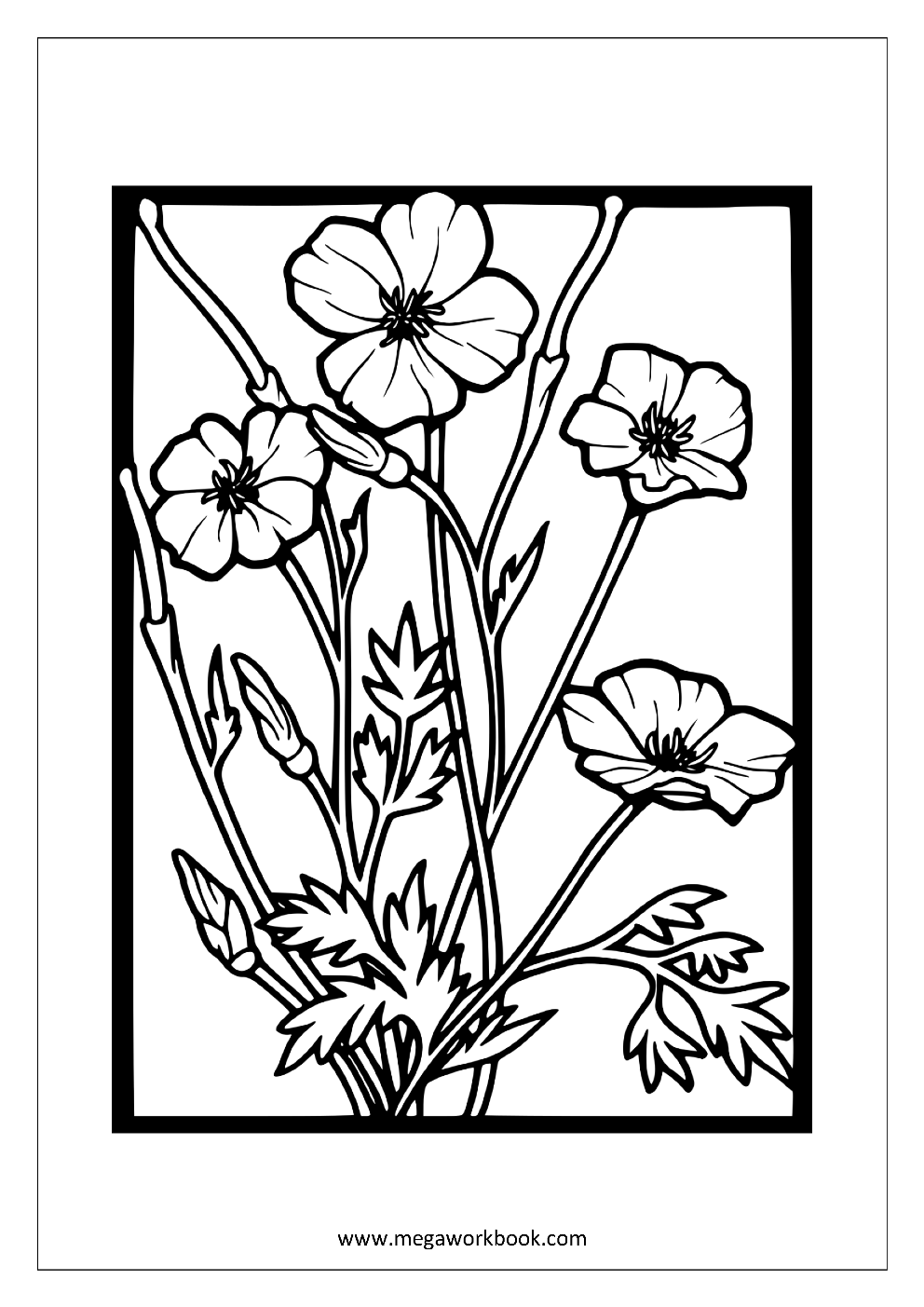 Simple Flower Coloring Pages Free Printable 21