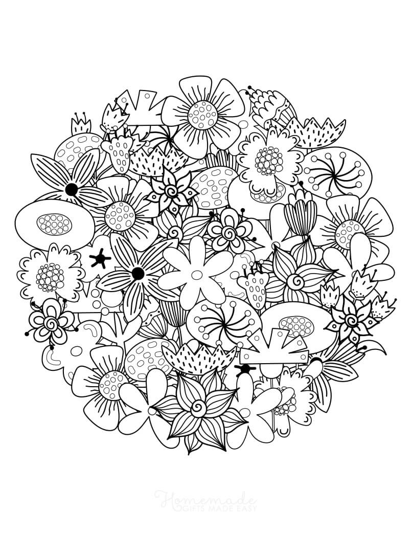 Simple Flower Coloring Pages Free Printable 40