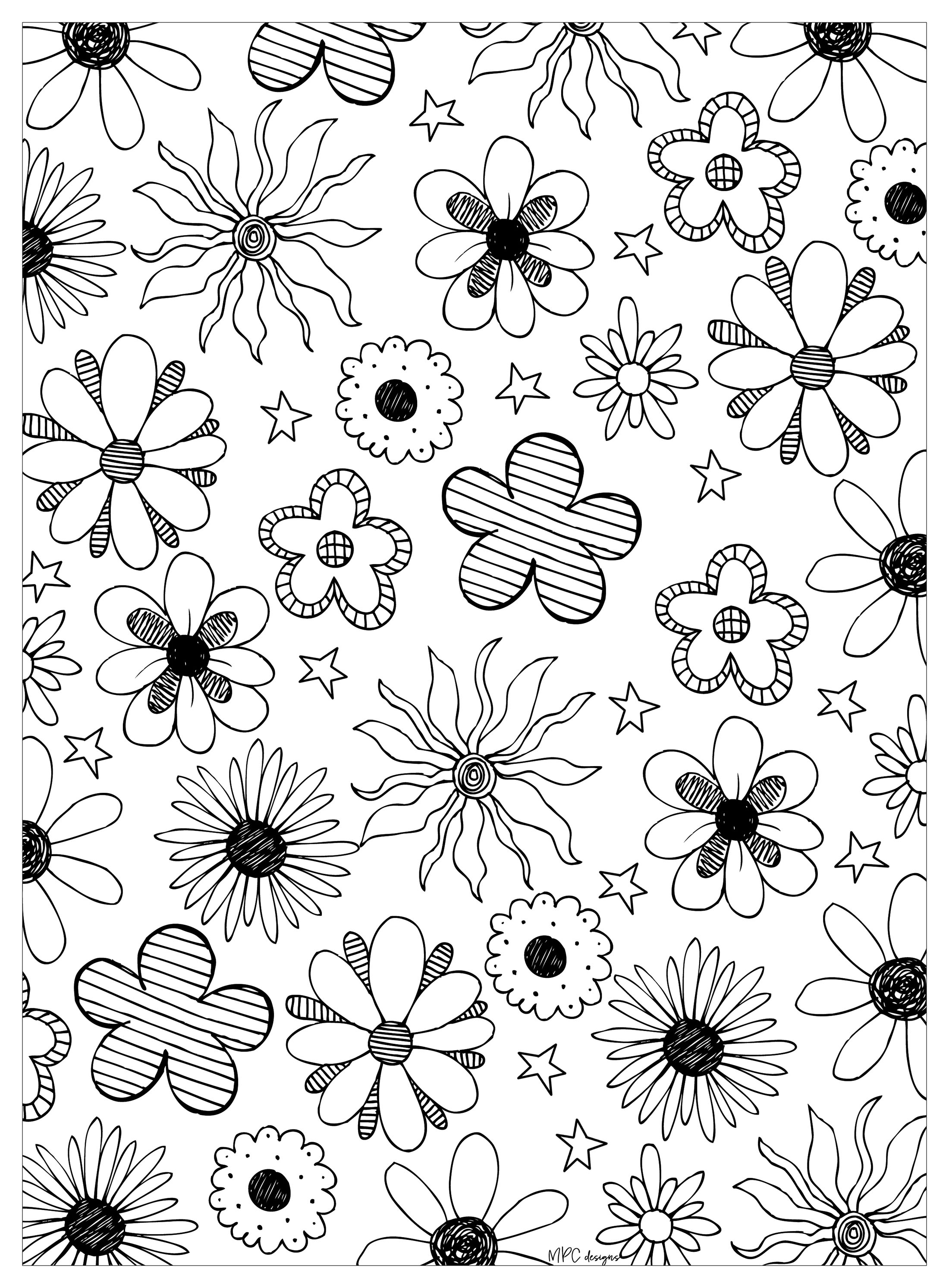 Simple Flower Coloring Pages Free Printable 7