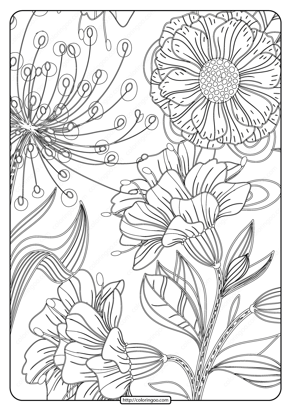 Simple Flower Coloring Pages Free Printable 9