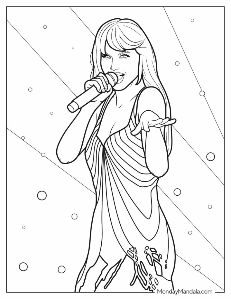 110+ Taylor Swift Coloring Pages: Pop Star Fun for Fans 24