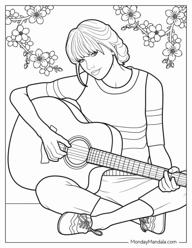 110+ Taylor Swift Coloring Pages: Pop Star Fun for Fans 25