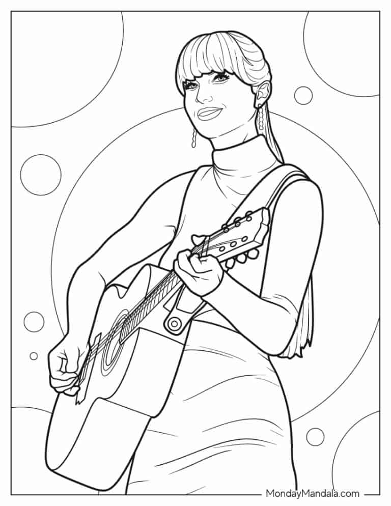 110+ Taylor Swift Coloring Pages: Pop Star Fun for Fans 34