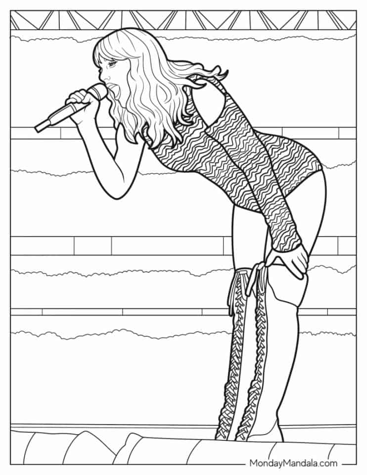 110+ Taylor Swift Coloring Pages: Pop Star Fun for Fans 38