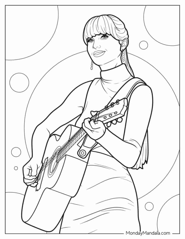 110+ Taylor Swift Coloring Pages: Pop Star Fun for Fans 39