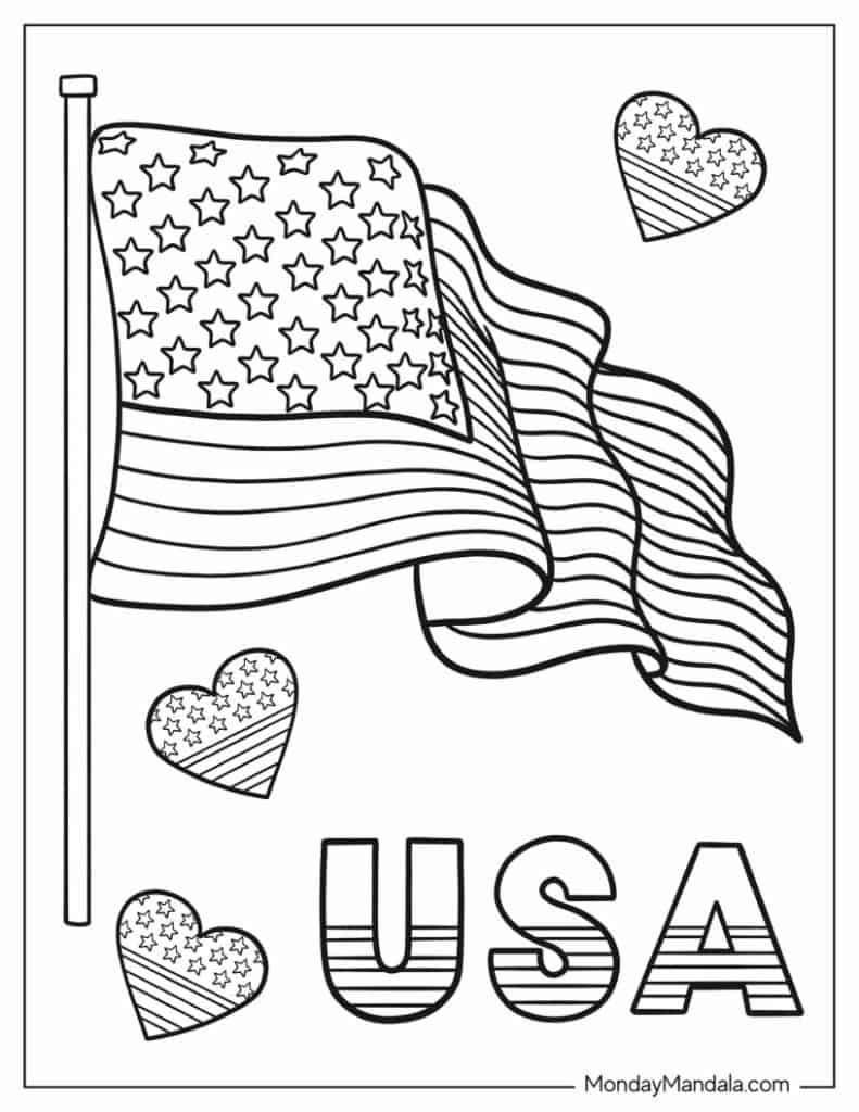 160 American Flag Coloring Pages: Stars, Stripes, and Colors 42