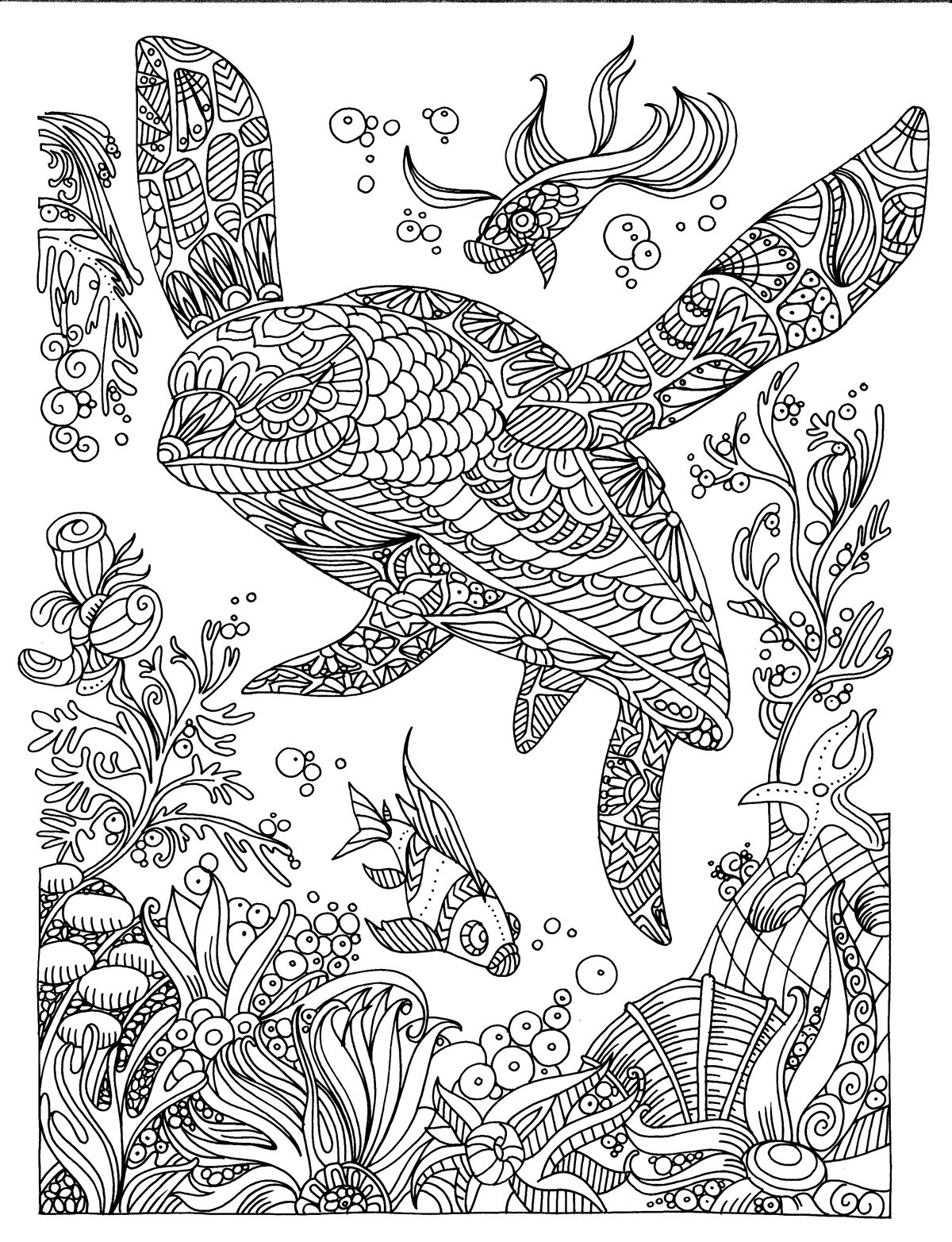 Turtle Coloring Pages: 110 Relaxing Designs for Turtle Lovers 22