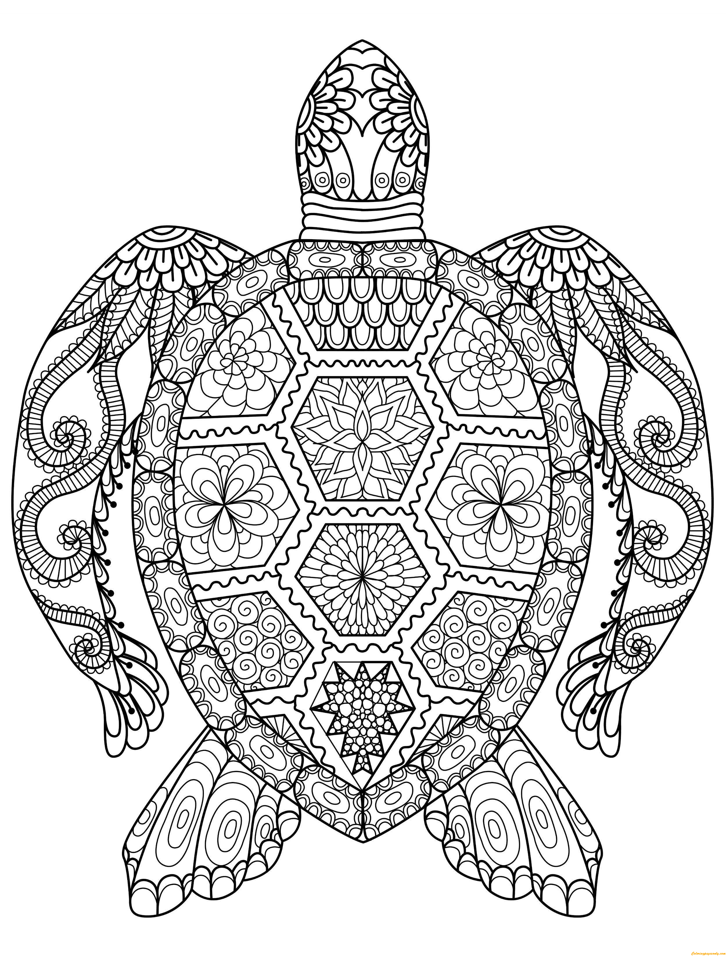 Turtle Coloring Pages: 110 Relaxing Designs for Turtle Lovers 73