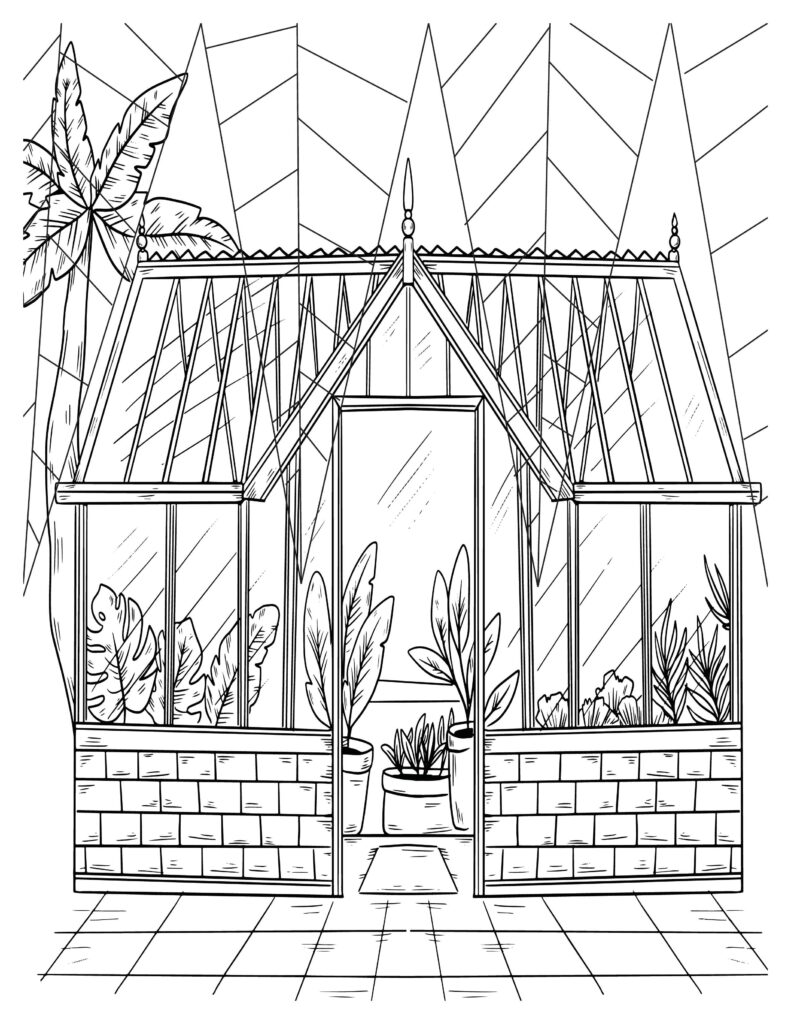 128+ Greenhouse Coloring Pages Printable 13