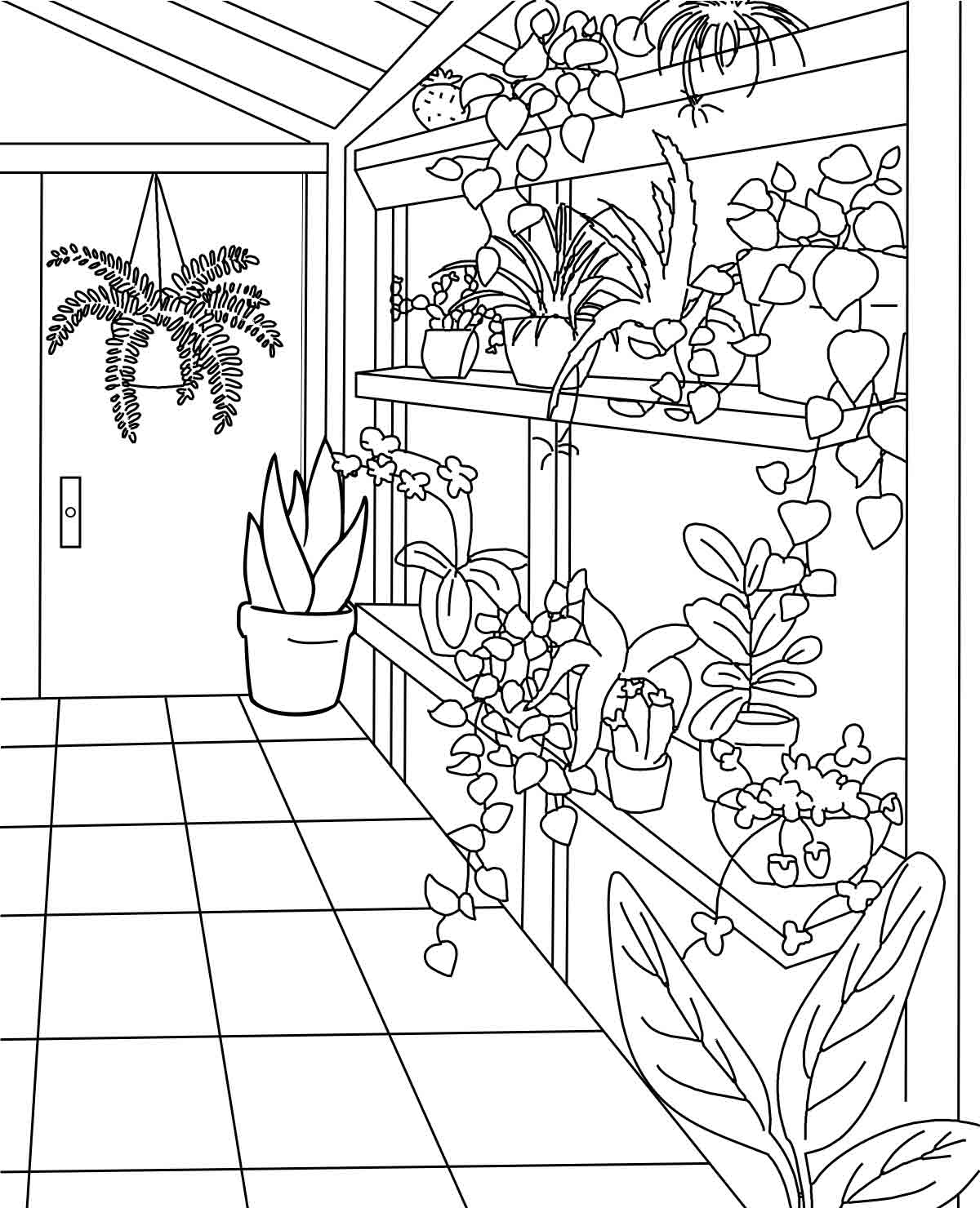 128+ Greenhouse Coloring Pages Printable 62