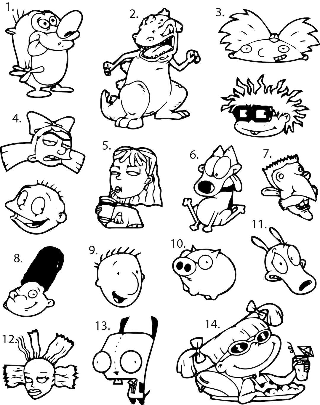 170+ Collage 90's Cartoon Coloring Pages Printable 10