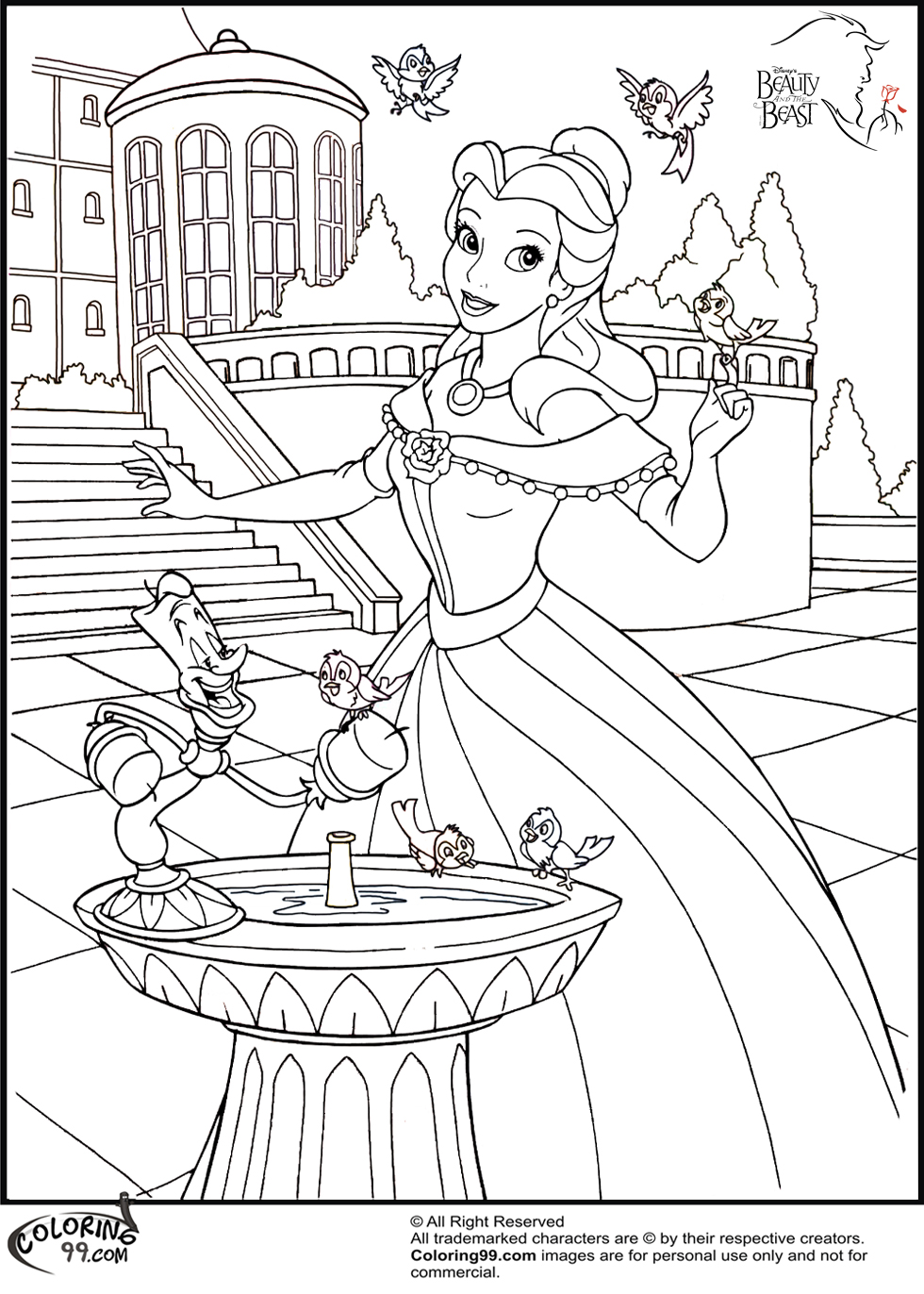 100 Free Belle Coloring Pages for Kids Printable 37