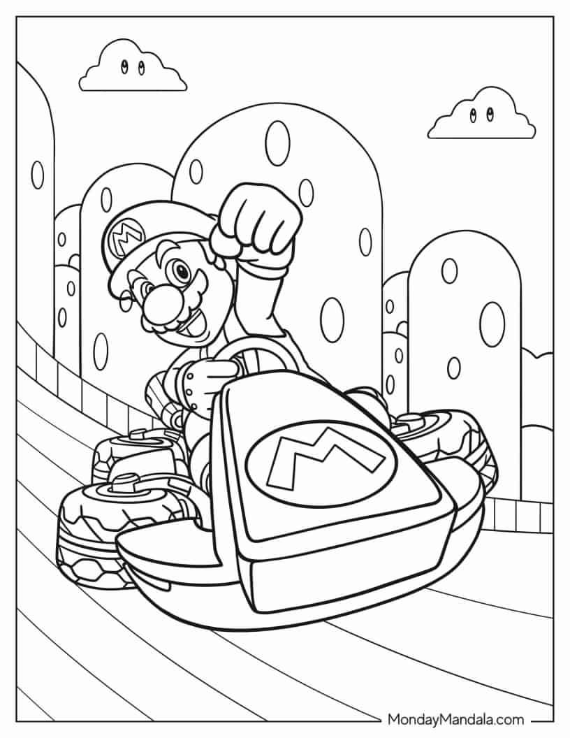 109 Mario Kart Coloring Pages Printable 45