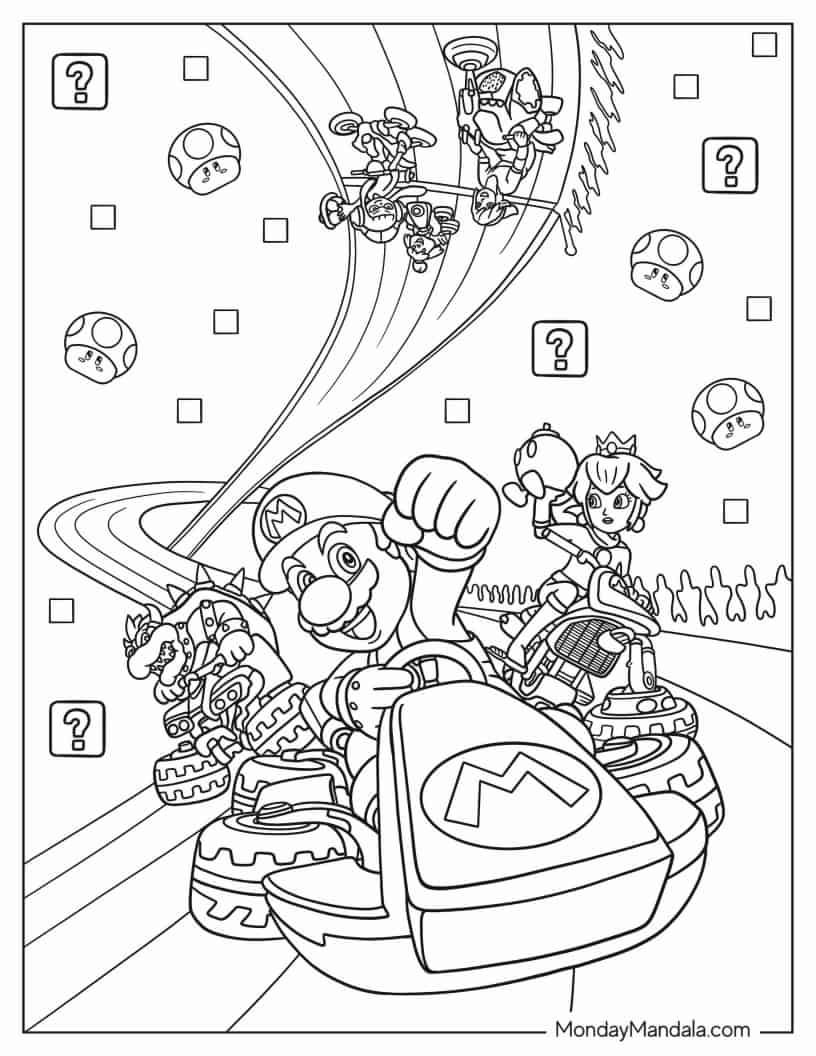 109 Mario Kart Coloring Pages Printable 65