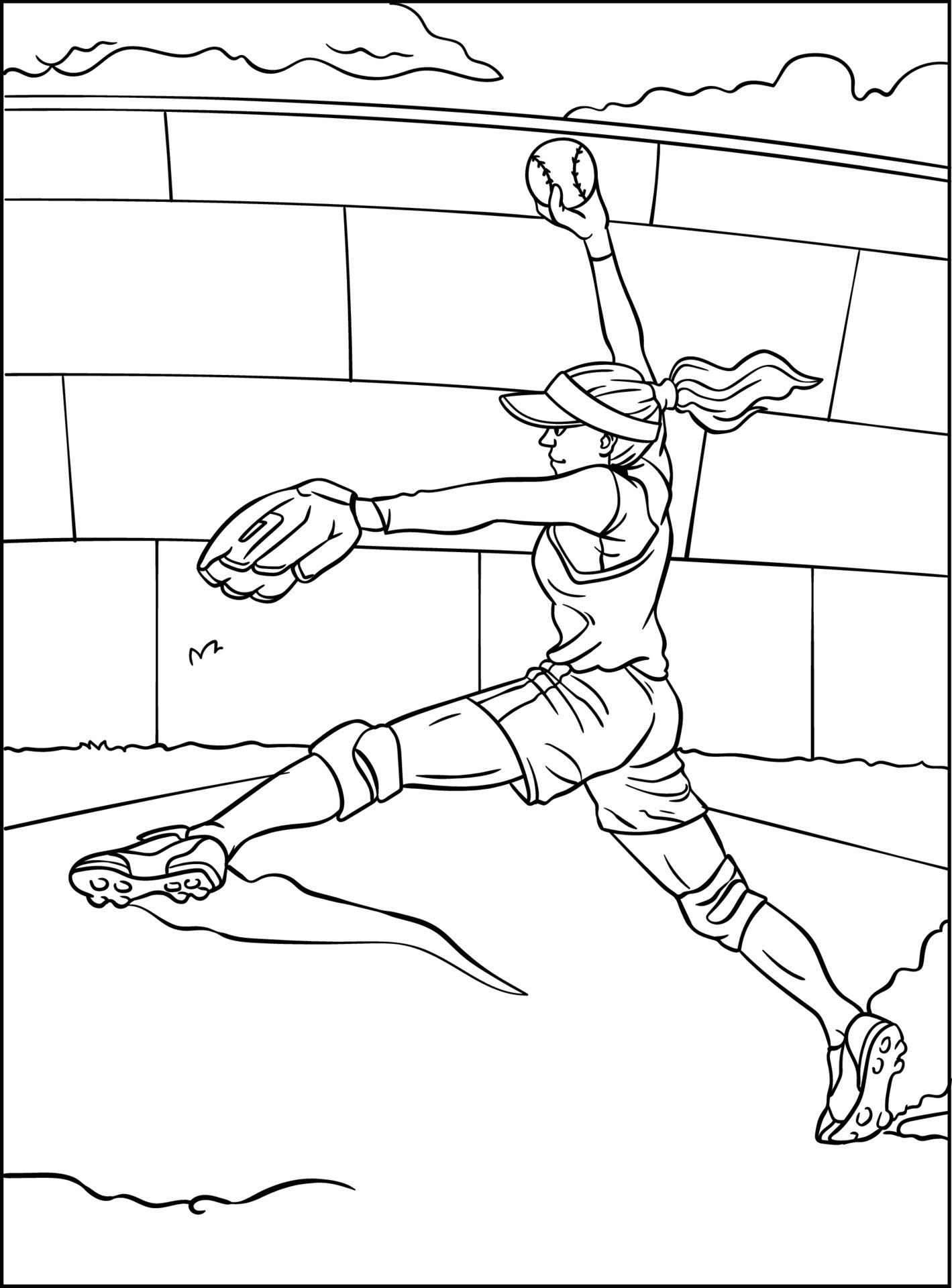 115 Softball Coloring Pages Printable 1