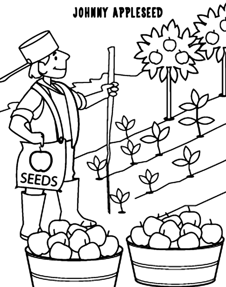 138 Legendary Johnny Appleseed Coloring Pages Printable 1