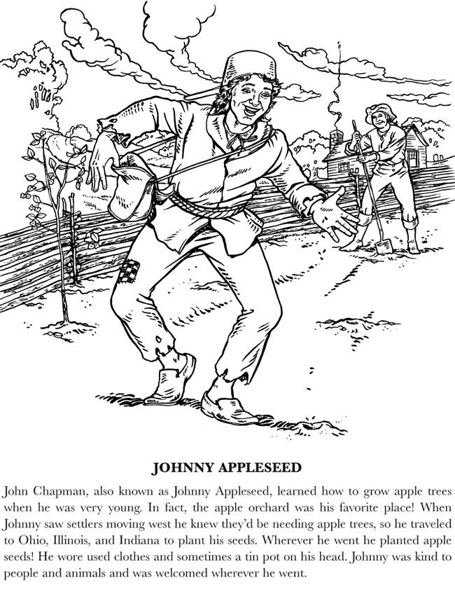 138 Legendary Johnny Appleseed Coloring Pages Printable 94