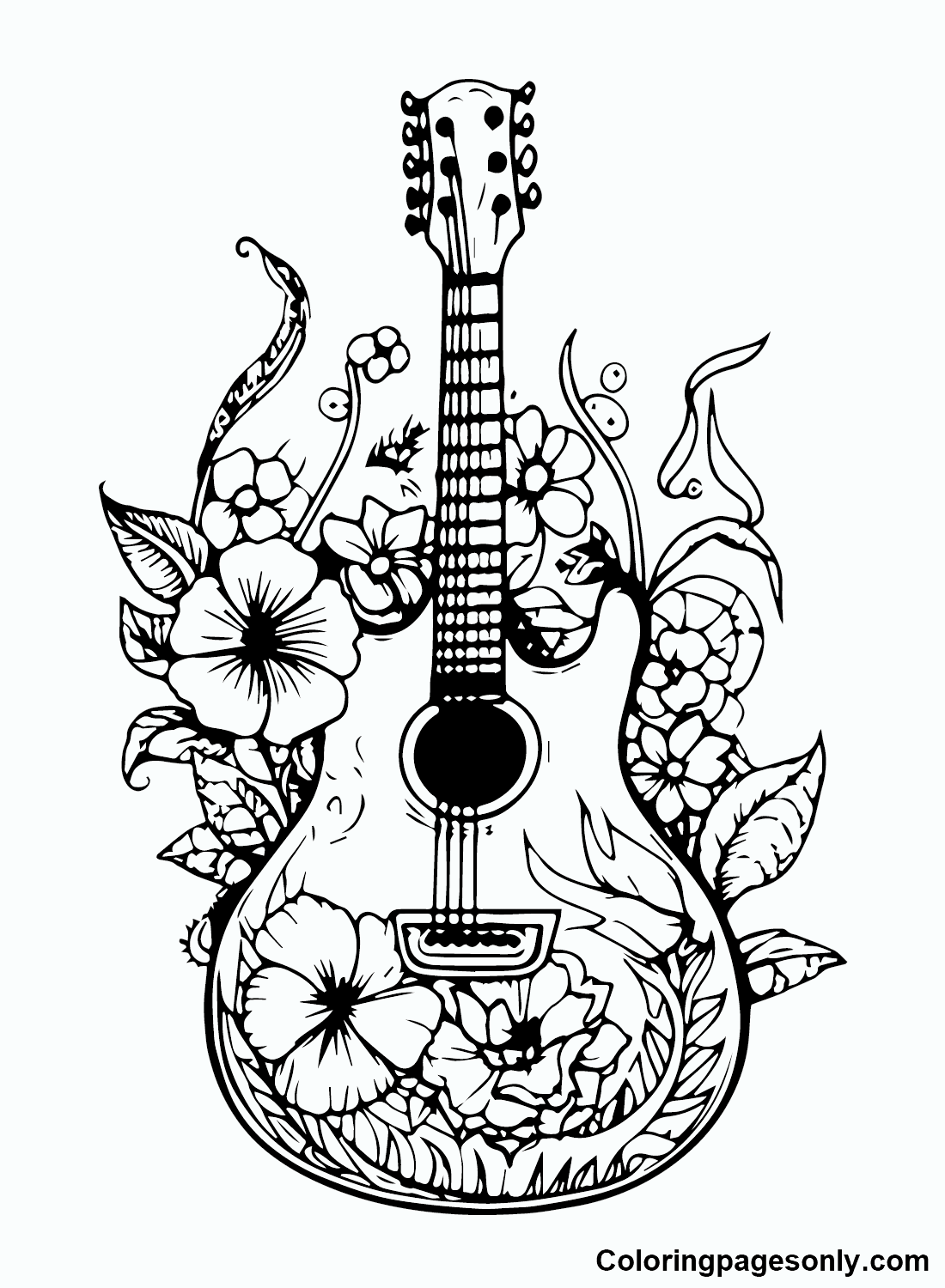 79 Guitar Coloring Pages Printable 20