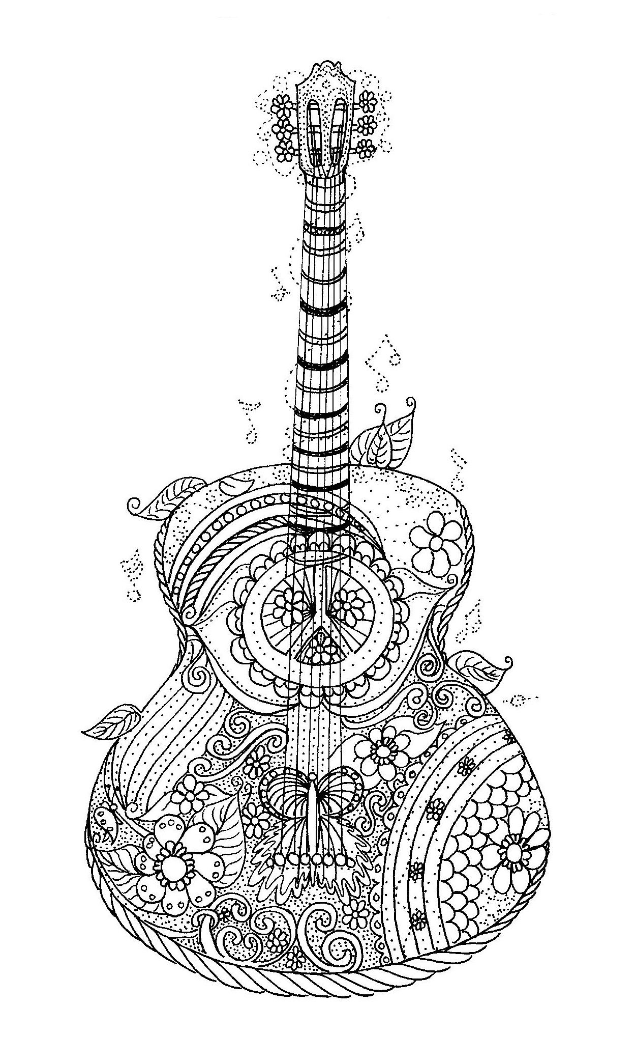 79 Guitar Coloring Pages Printable 28