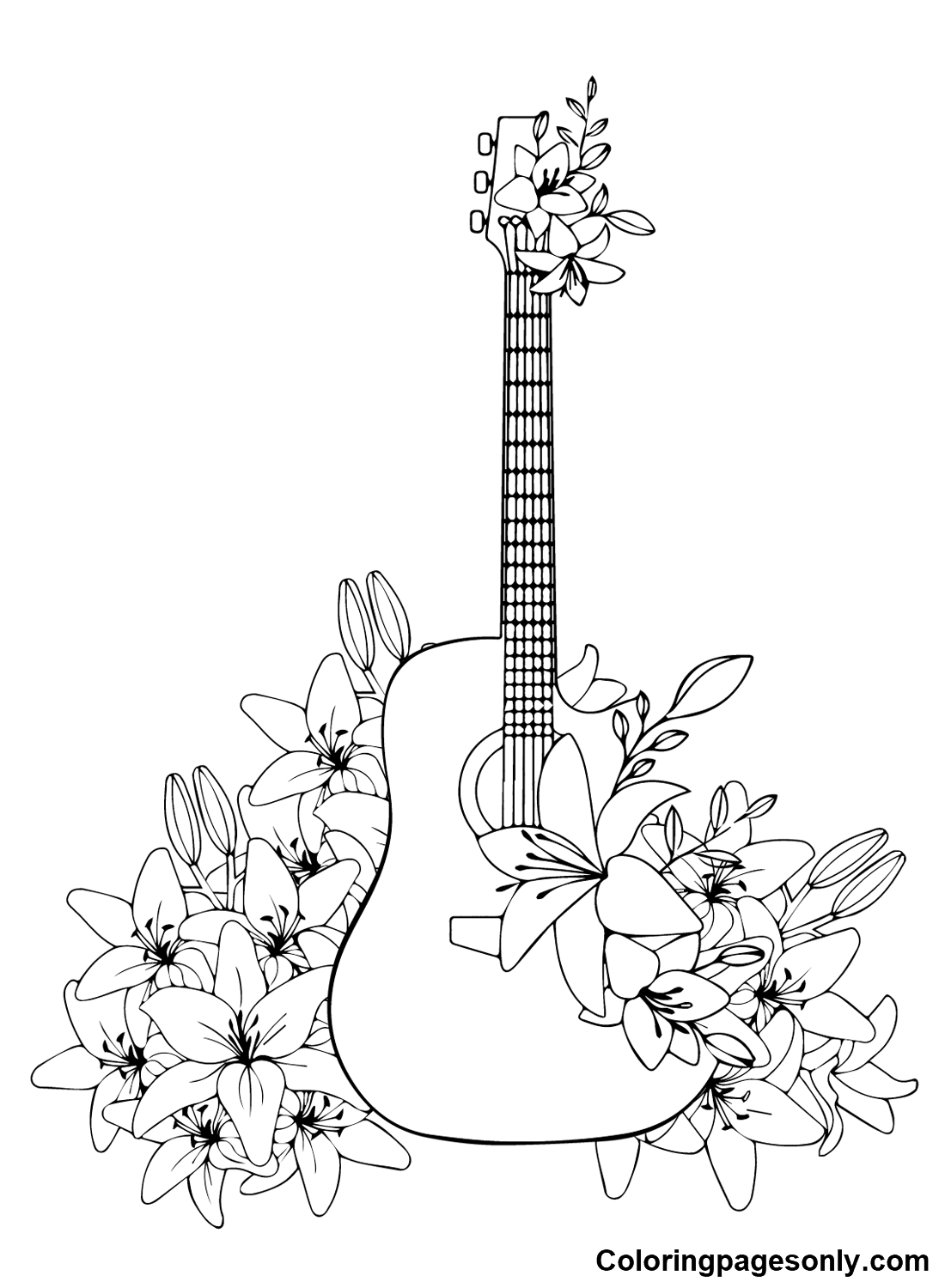 79 Guitar Coloring Pages Printable 33