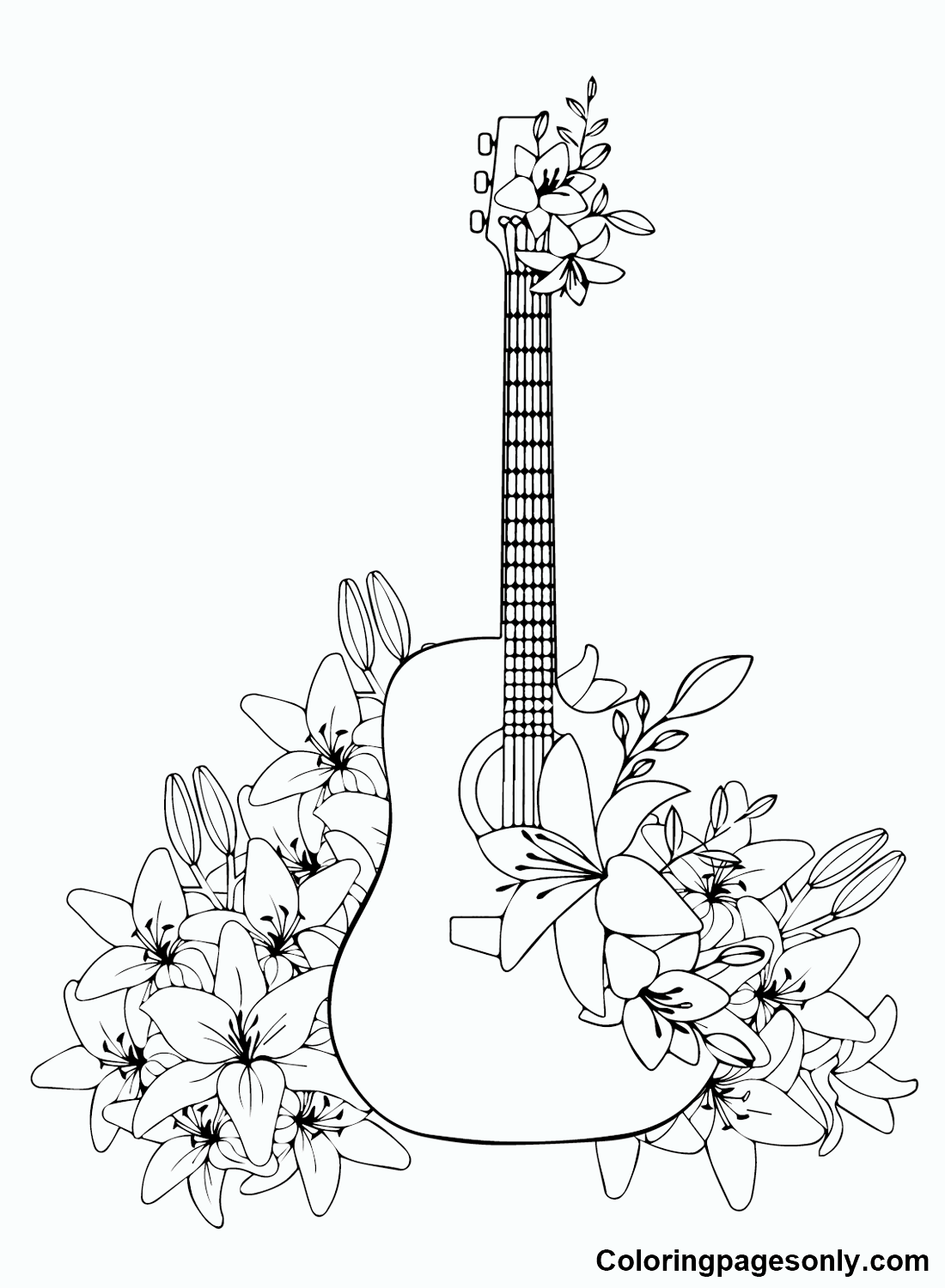 79 Guitar Coloring Pages Printable 39