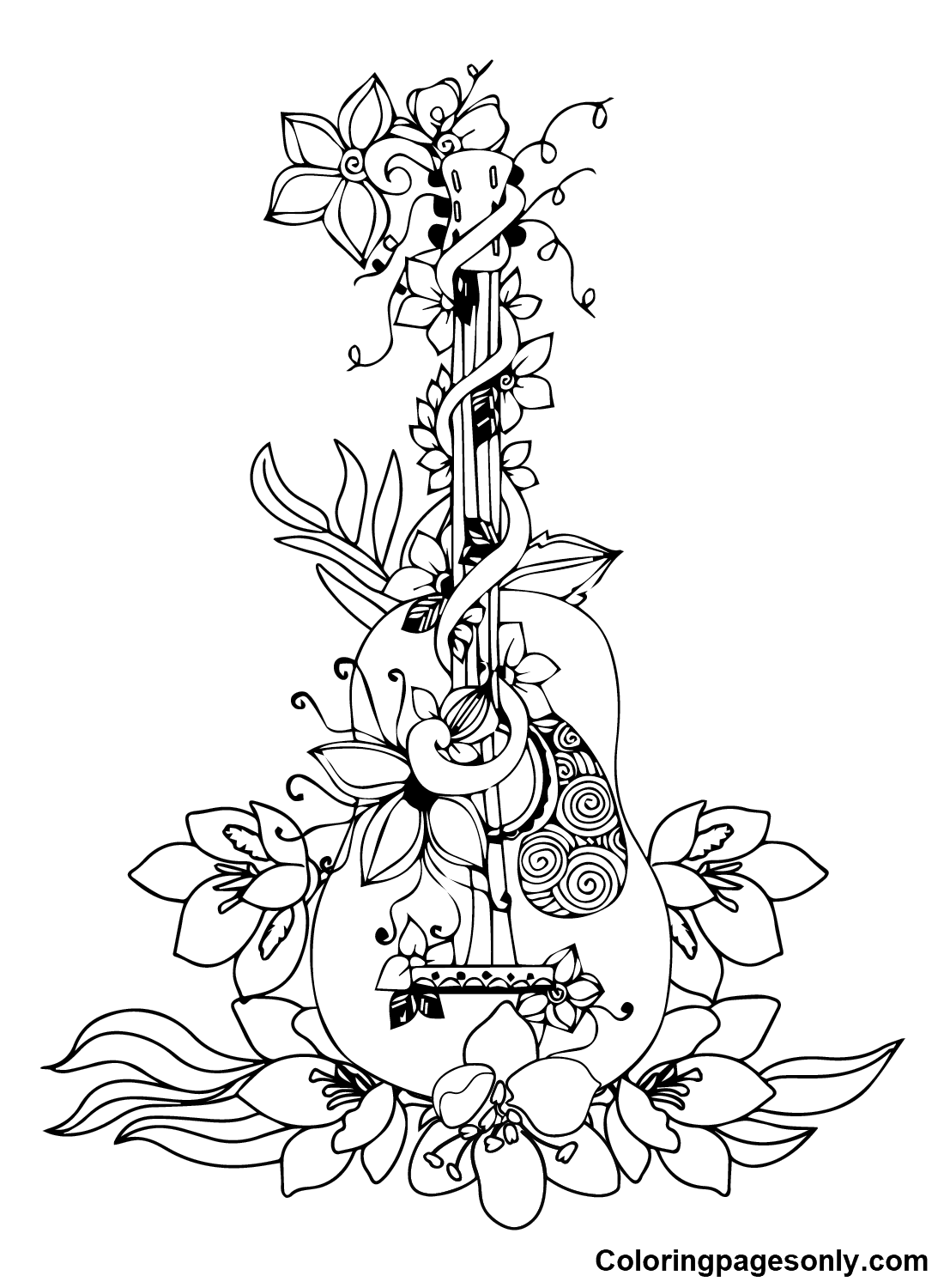 79 Guitar Coloring Pages Printable 47